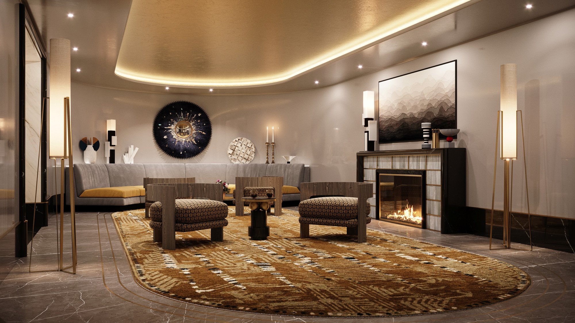 The Park Avenue Lounge of the Waldorf Astoria Luxury Apartments