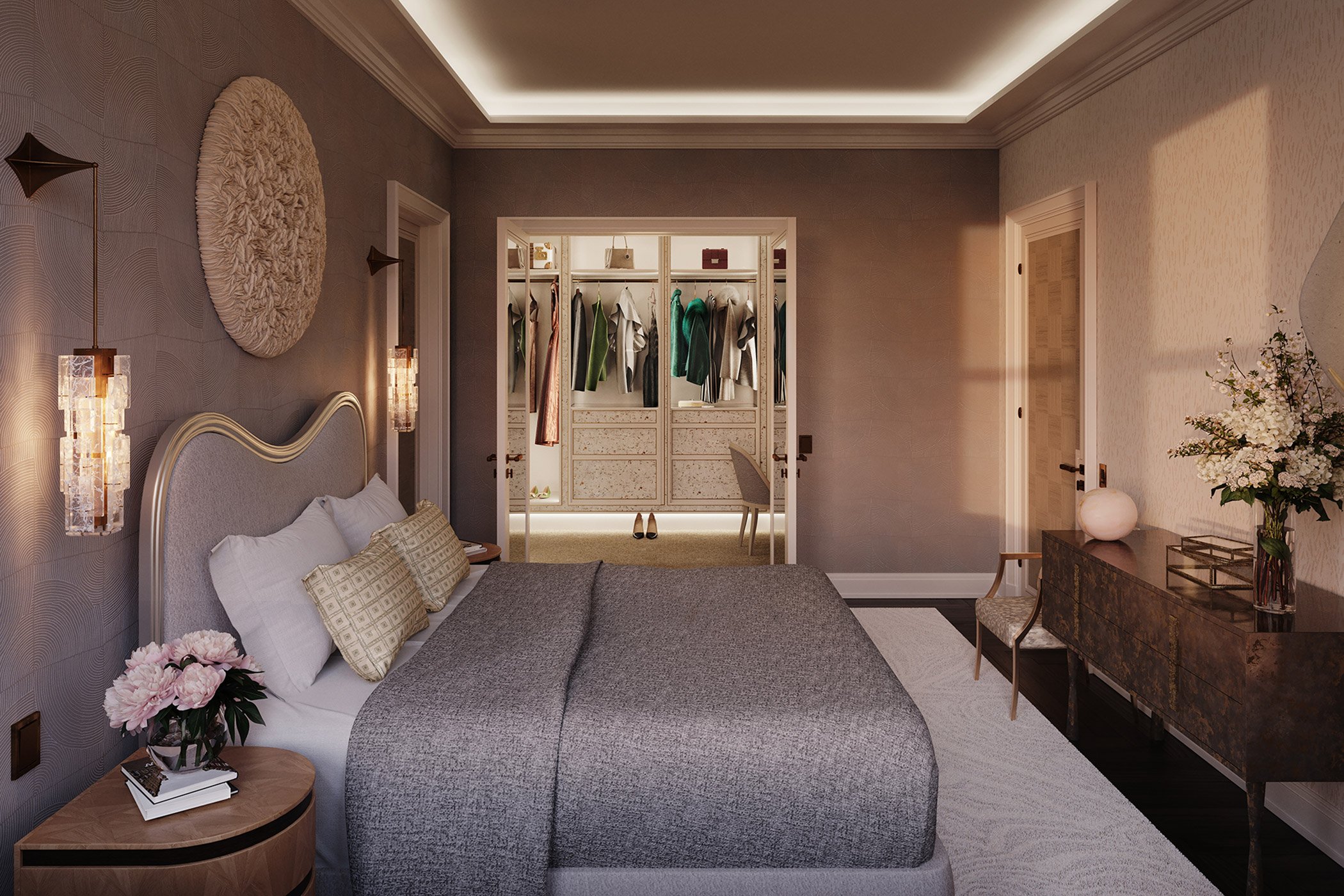 Waldorf Astoria Residential Primary Bedroom with Luxury Walk in Closet