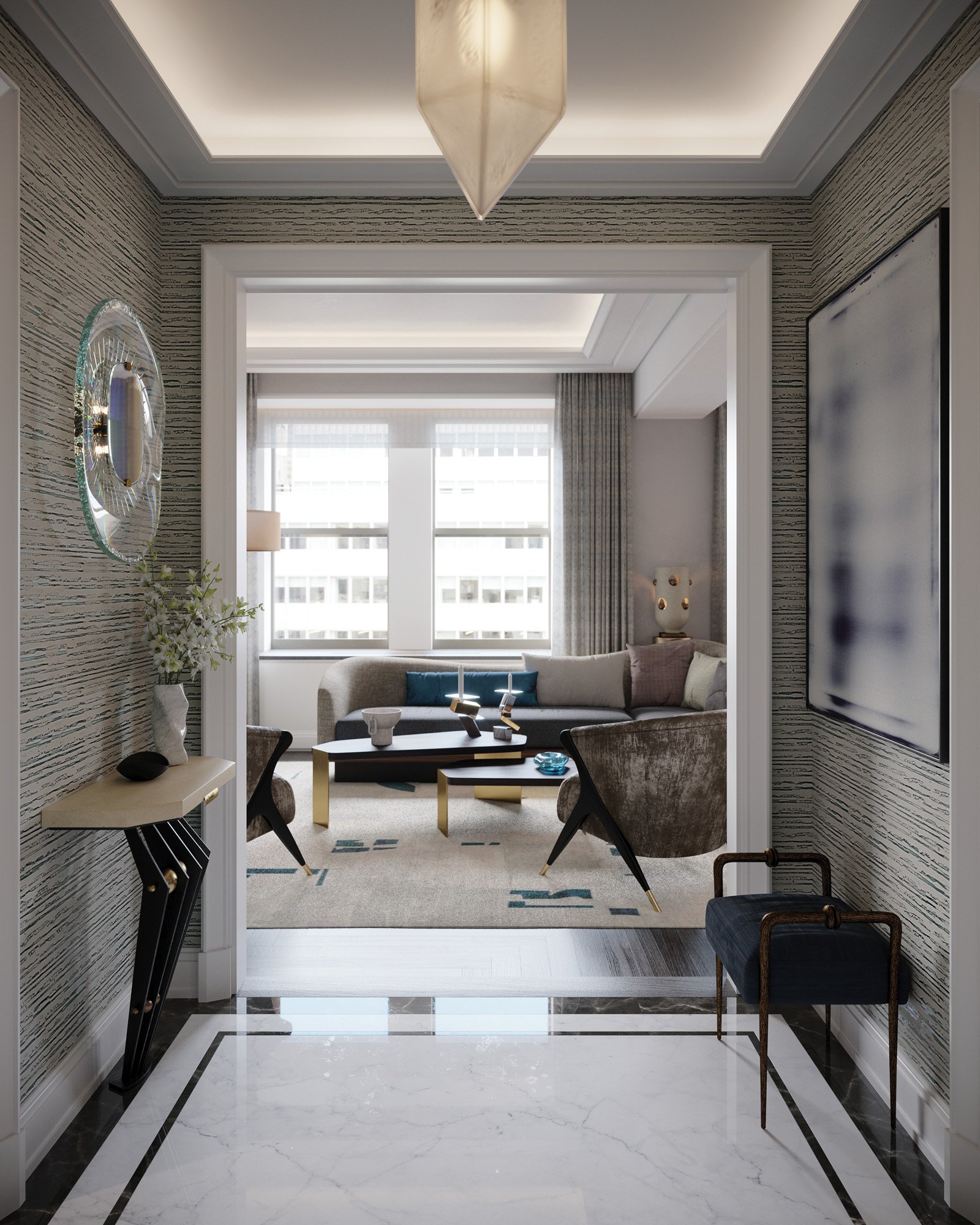 Main Foyer Entry in a Waldorf Astoria Residential Condo in NYC