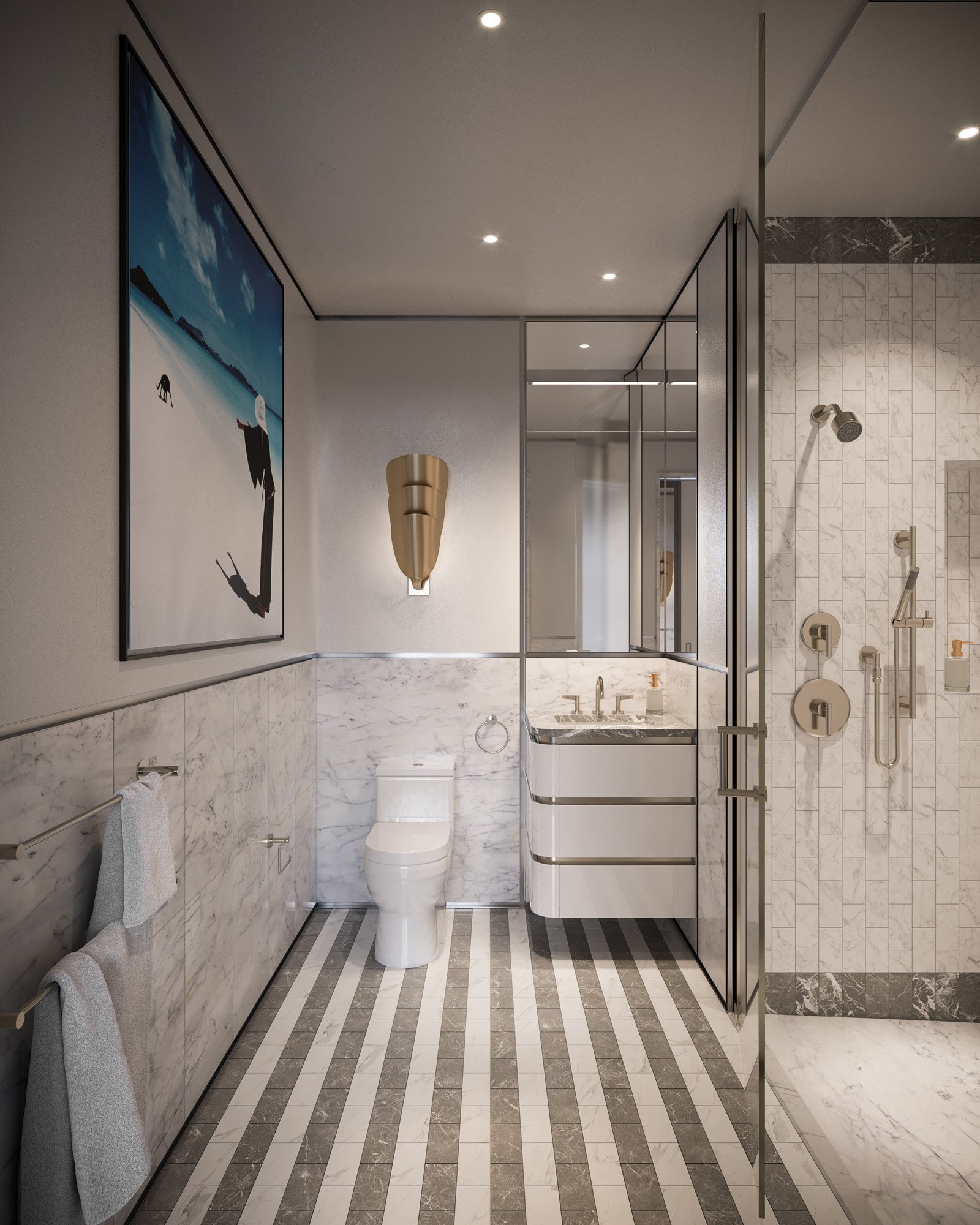 Secondary Bathroom of a Waldorf Astoria Apartment in NYC