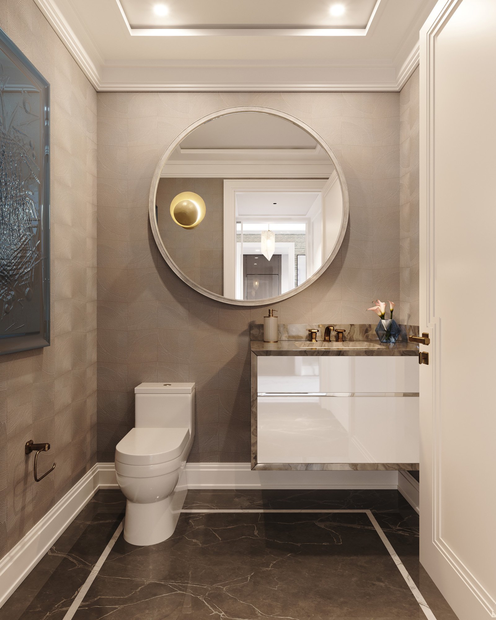 Powder Room of a Waldorf Astoria Luxury Apartment in NYC