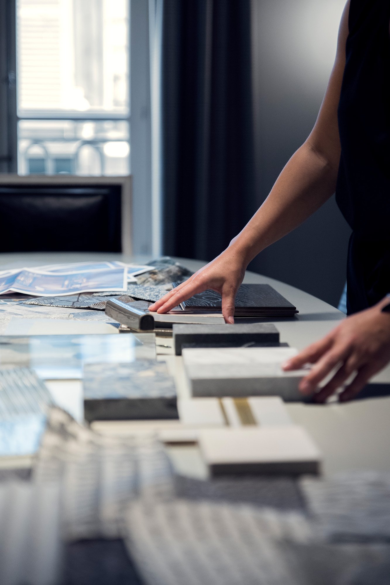 Jean-Louis Deniot's Team Choosing Finishes for the Waldorf Astoria Residences