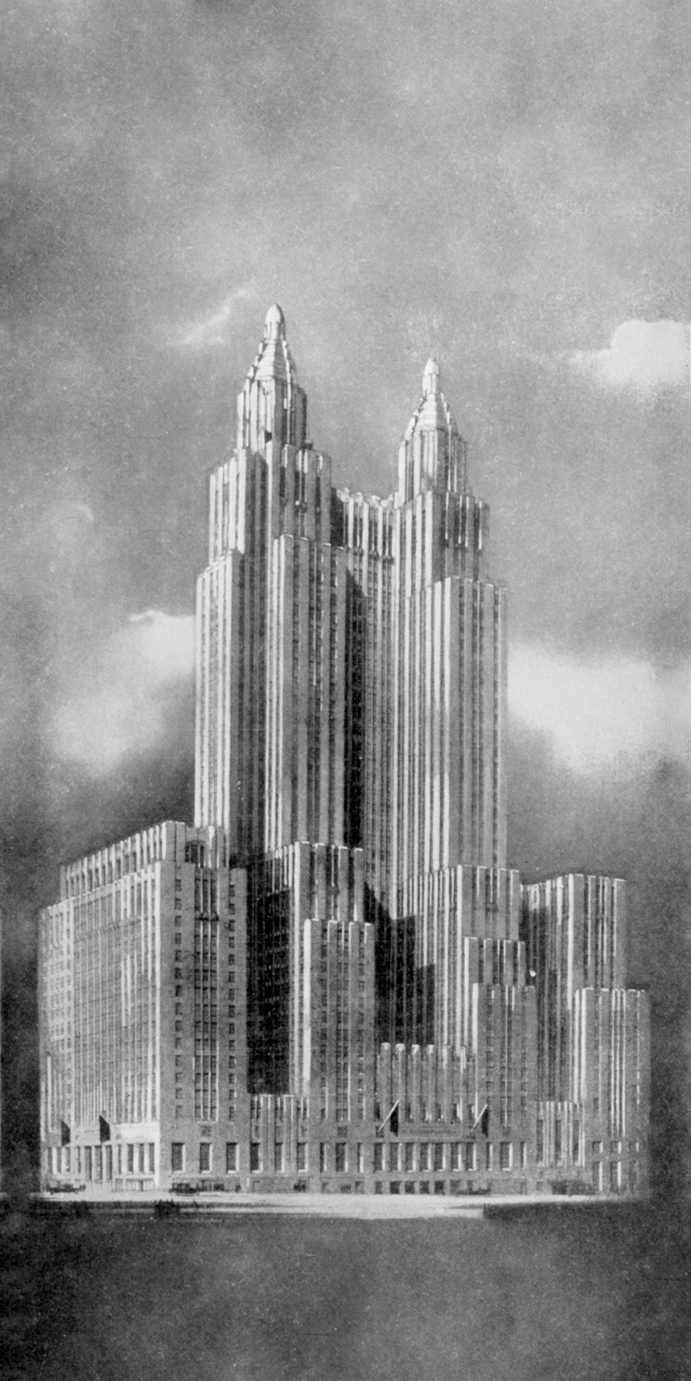 1931 Sketch of The Waldorf Astoria Reopening on Park Ave in NYC