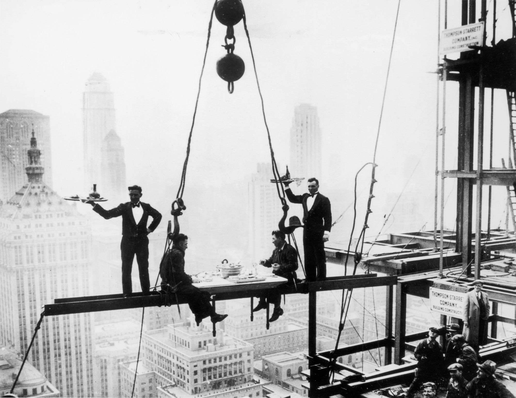 Two Waiters Serving Meals to Waldorf Astoria Construction Workers in 1930