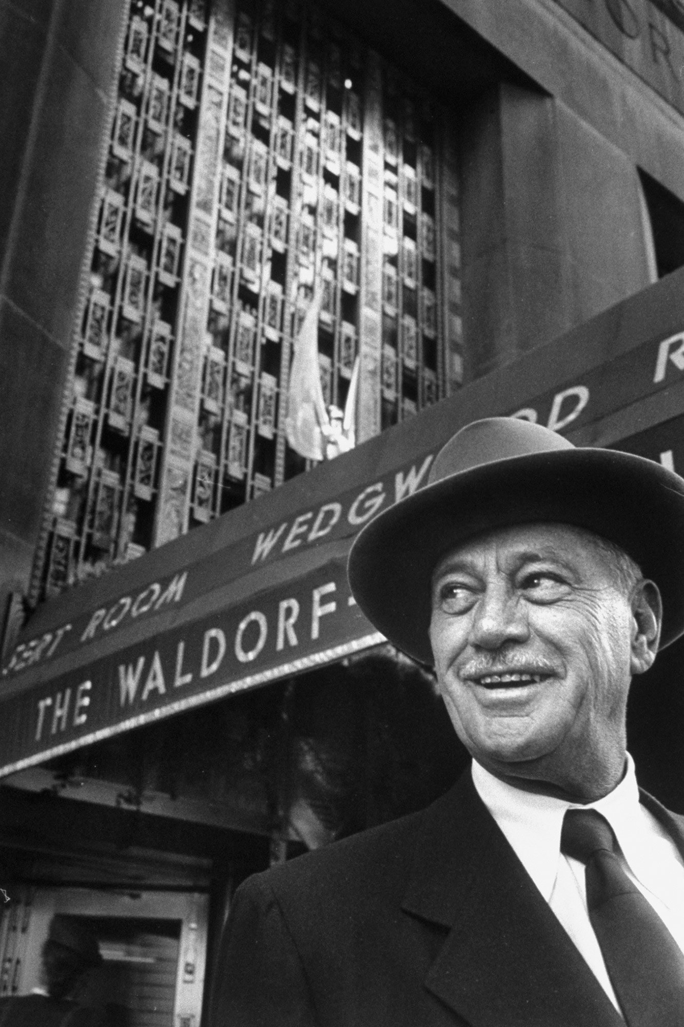 Conrad Hilton Standing In Front of the Waldorf Astoria After His 1949 Purchase 