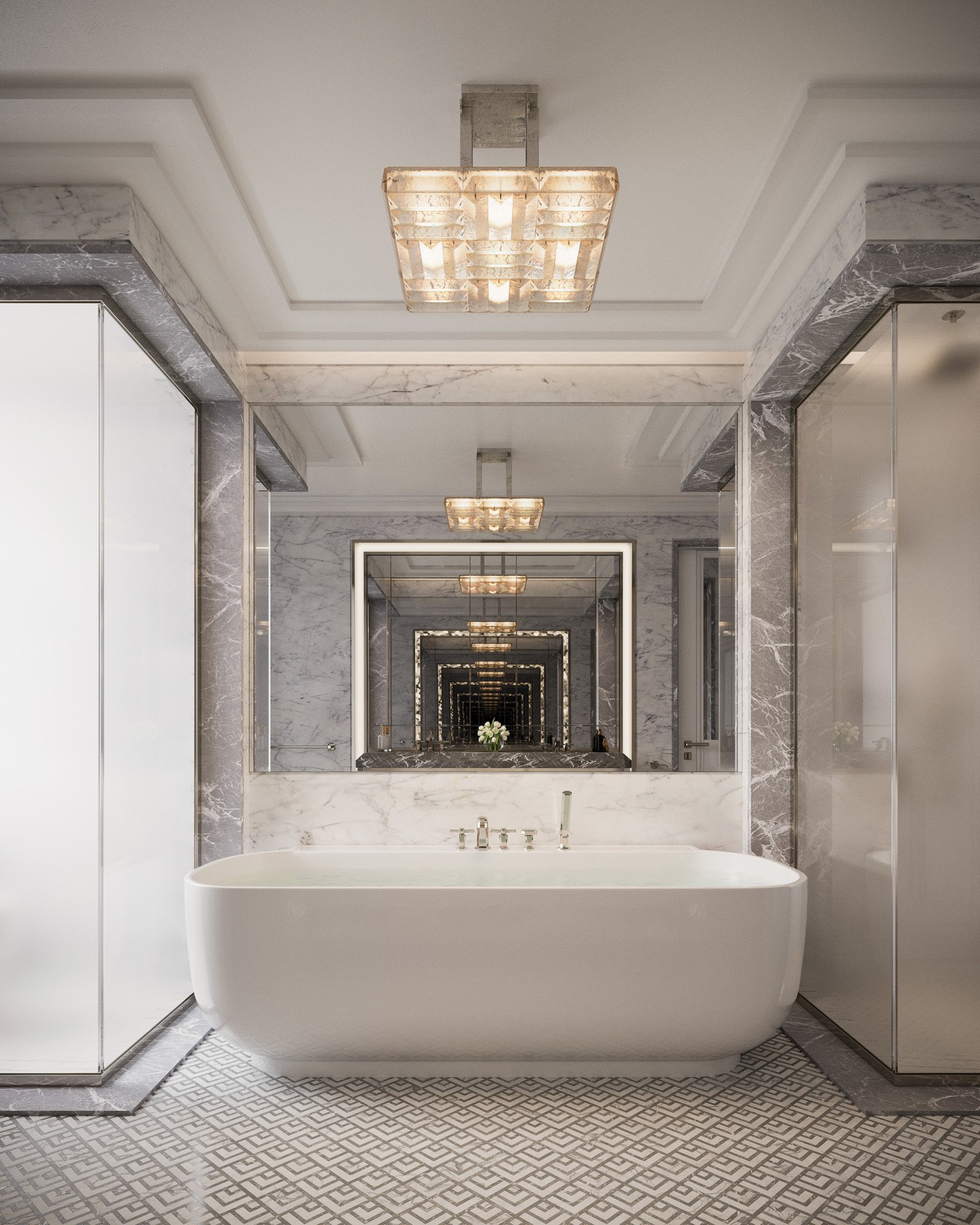 Luxury Bathtub in the Waldorf Astoria Residential Primary Bathroom